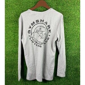 GymShark Shirt Mens Sm Gray Lifting Club L/S Shark